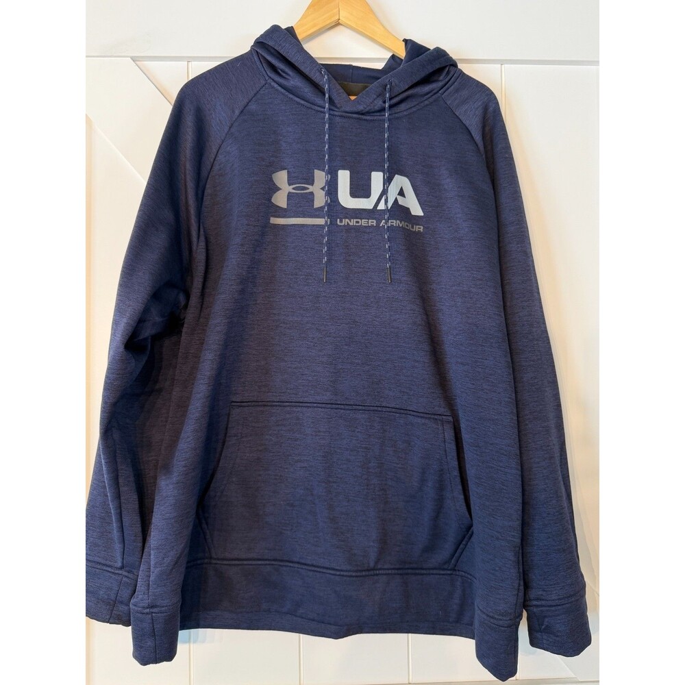 Under Armour ColdGear Hoodie Mens XL Blue Loose Fit UA Logo Pullover Sweatshirt